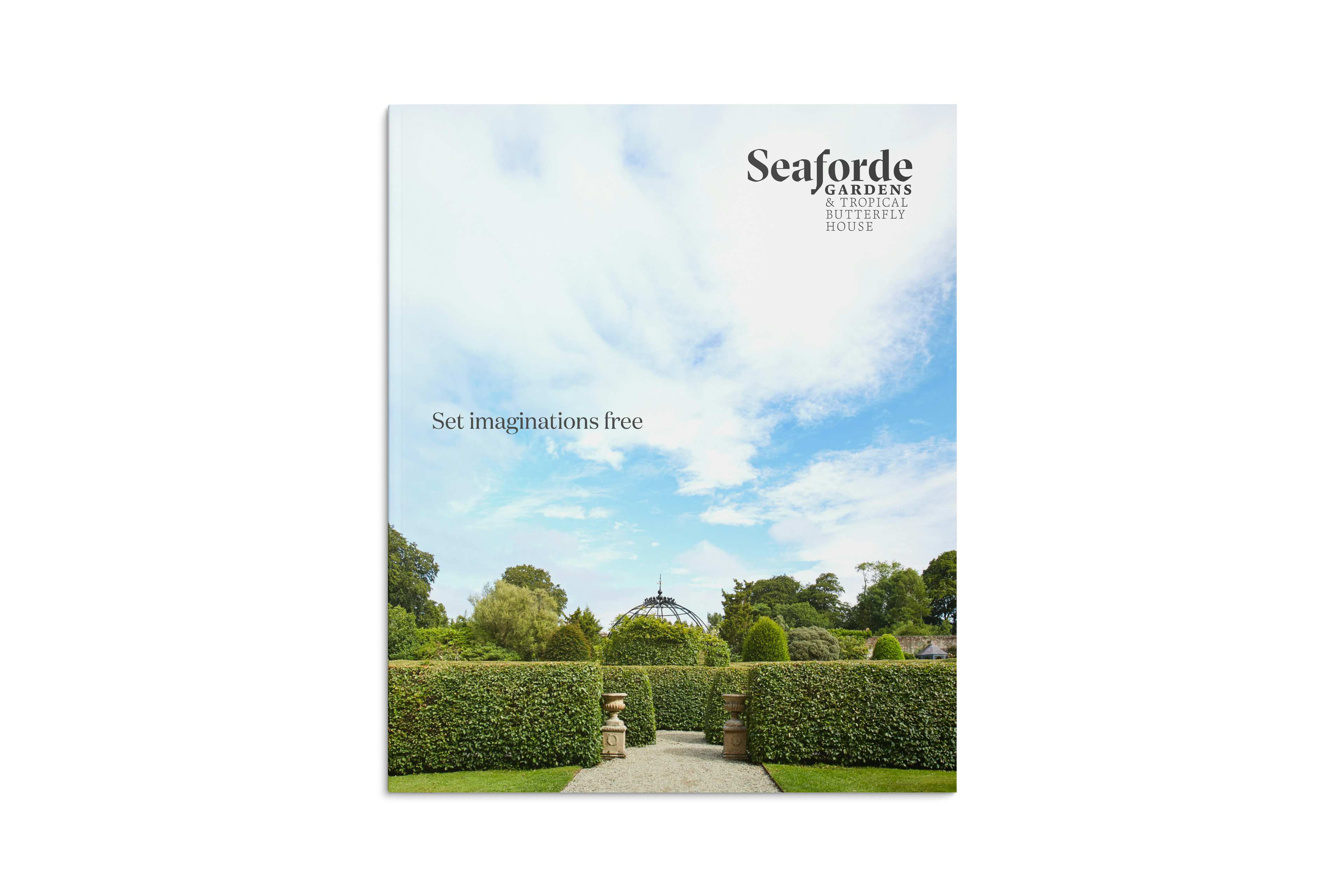Cover of a brochure for Seaforde Gardens. Title reads "Set imaginations free".