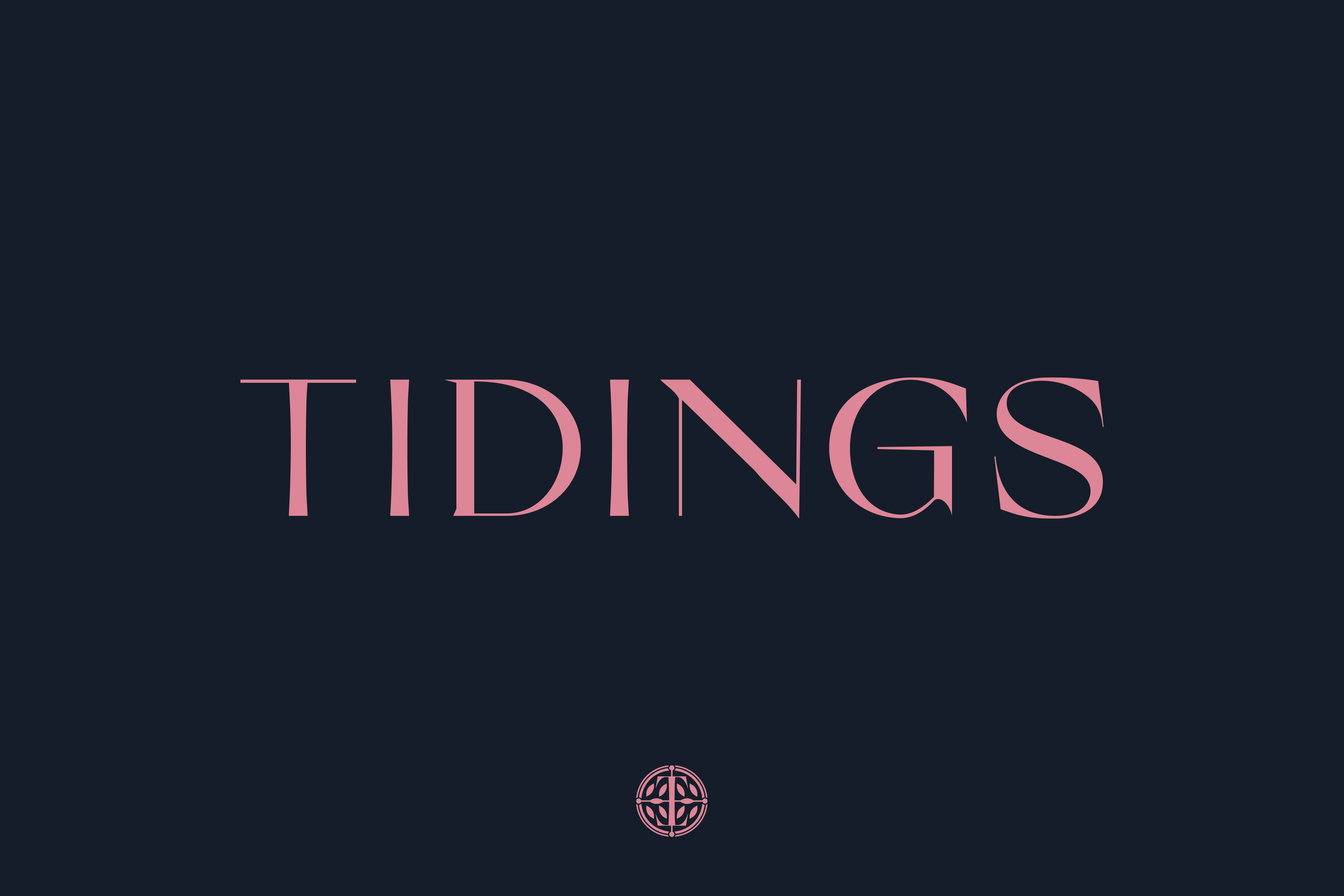 Pink Tidings logo on a dark navy background.